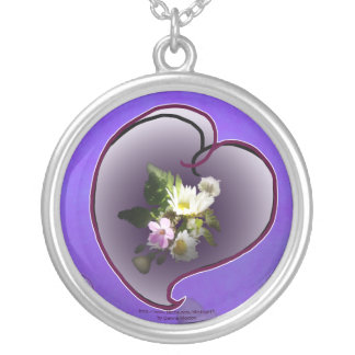 wildflower heart silver plated necklace