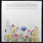 Wildflower Hebrew Name Challah Dough Cover & Cloth Napkin<br><div class="desc">Her challah is a work of art. Sign her name in HEBREW with a flourish on this stunning watercolor design. The wildflower floral border looks beautiful when draped over a large bowl of rising Challah dough. Need help with this design? Want to see other colors or design variations? Please email:...</div>