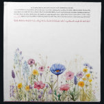 Wildflower Hebrew Name Challah Dough Cover & Cloth Napkin<br><div class="desc">Her challah is a work of art. Sign her name in HEBREW with a flourish on this stunning watercolor design. The wildflower floral border looks beautiful when draped over a large bowl of rising Challah dough. Need help with this design? Want to see other colors or design variations? Please email:...</div>
