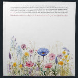Wildflower Hebrew Name Challah Dough Cover & Cloth Napkin<br><div class="desc">Her challah is a work of art. Sign her name in HEBREW with a flourish on this stunning watercolor design. The wildflower floral border looks beautiful when draped over a large bowl of rising Challah dough. Need help with this design? Want to see other colors or design variations? Please email:...</div>