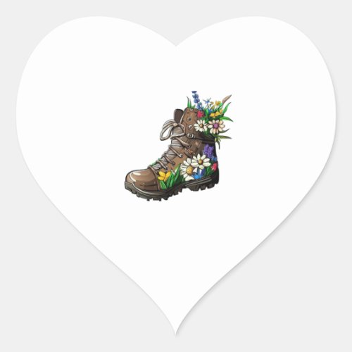 Wildflower Hiking Boot illustration Art Heart Sticker