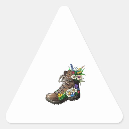 Wildflower Hiking Boot illustration Art Triangle Sticker