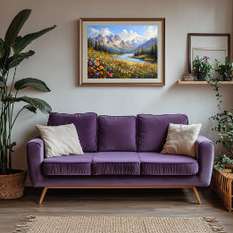 Wildflower Hillside Overlooking Crystal River Faux Canvas Print