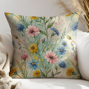 Wildflower Home Pillow Pastel Gift for Comfort