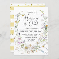Wildflower Honey Bee 1st Birthday Invitation
