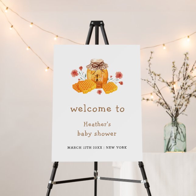 Wildflower Honey Bee Baby Shower Welcome Sign (In Situ (Stand))