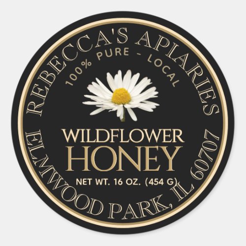 Wildflower Honey Black Daisy Custom Product Label