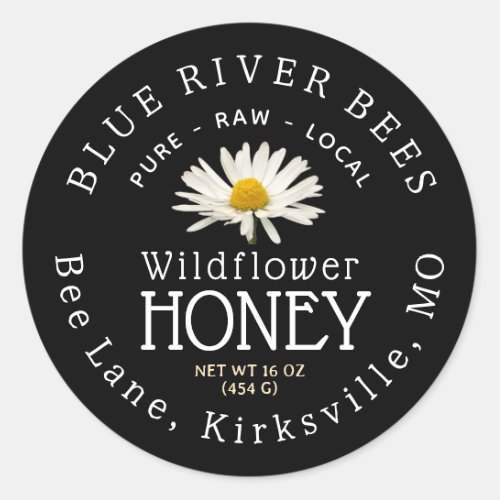 Wildflower Honey Black Daisy Custom Product Label