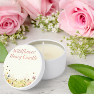 Wildflower Honey Candle Label – Soft Meadow Design Mini Candle Favors