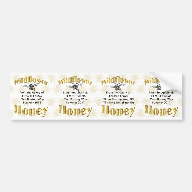 Wildflower Honey Jar Labels - 4 in One Sticker (Front)