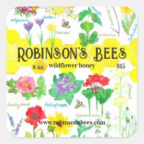 Wildflower Honey Label Honeycomb Flowers For Bees