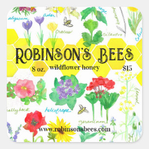 Wildflower Honey Label Honeycomb Flowers For Bees