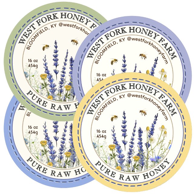 Wildflower Honey Label with Bees Dashed Border (Creator Uploaded)
