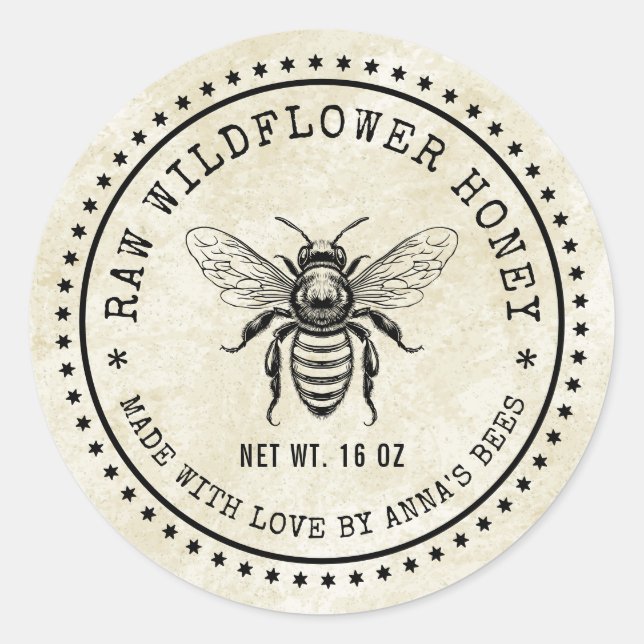 Wildflower honey label with custom colours (Front)