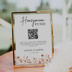 Wildflower Honeymoon Fund QR Code Sign, Wedding  Invitation