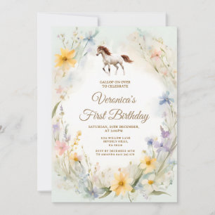Wildflower Horse First Birthday Cowgirl Invitation
