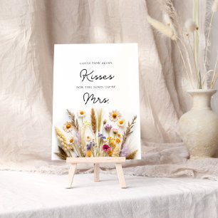 Wildflower How Many Kisses Bridal Shower Game Poster