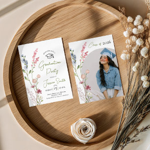 Wildflower Illustration Graduation Invite