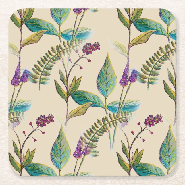 Wildflower Illustration on Drink Coasters (Front)