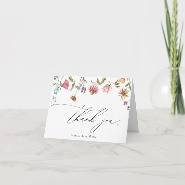 Wildflower in Bloom Baby Shower Thank You Card (Front)