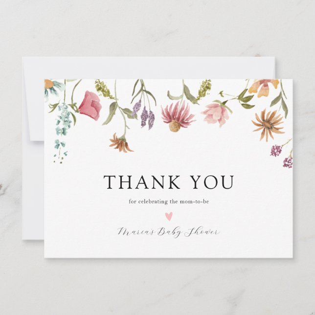 Wildflower in Bloom Baby Shower Thank You Card (Front)