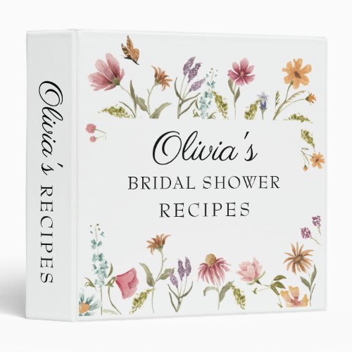 Wildflower in Bloom Bridal Shower 3 Ring Binder