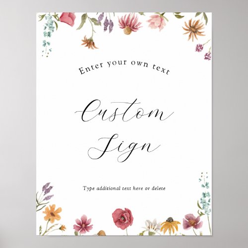 Wildflower In Bloom Custom Text Sign