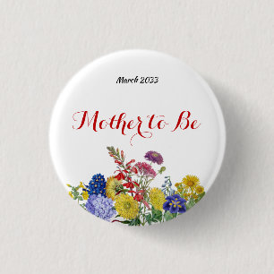 Wildflower in Bloom Watercolor Floral Baby Shower Button