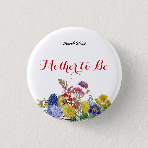 Wildflower in Bloom Watercolor Floral Baby Shower Button