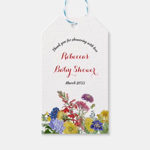 Wildflower in Bloom Watercolor Floral Baby Shower Gift Tags