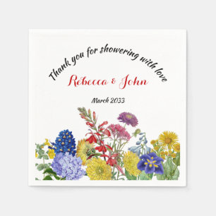 Wildflower in Bloom Watercolor Floral Baby Shower Napkins