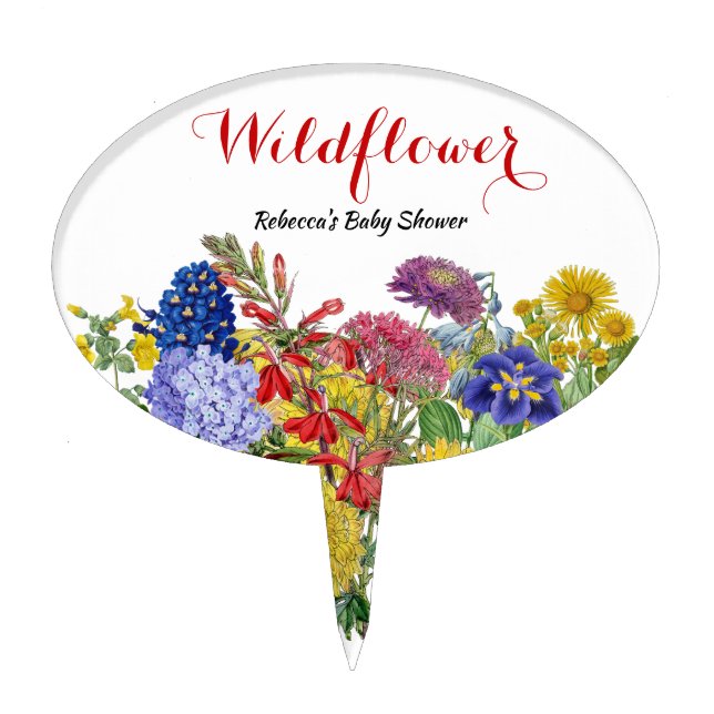 Wildflower in Bloom Whimsical Floral Baby Shower Cake Topper (Front)