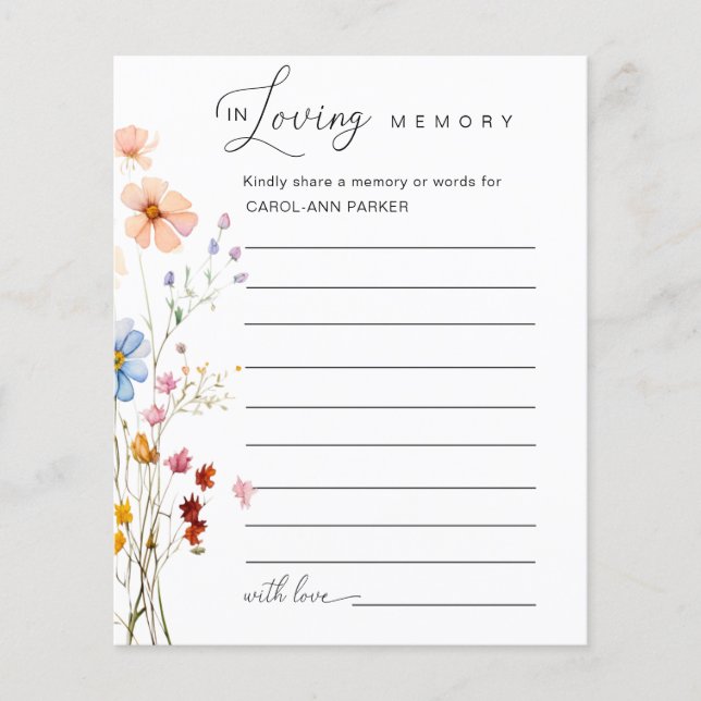 Wildflower "In Loving Memory" Funeral  (Front)