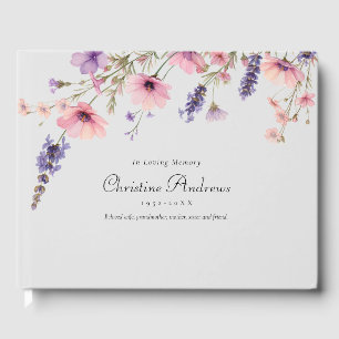 Wildflower "In Loving Memory" Funeral Guest Book