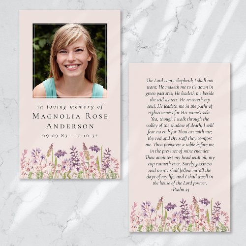 Wildflower In Loving Memory Memorial Prayer Card