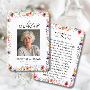 Wildflower "In Loving Memory" Photo Memorial Business Card