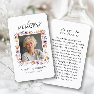 Wildflower "In Loving Memory" Photo Memorial  Business Card