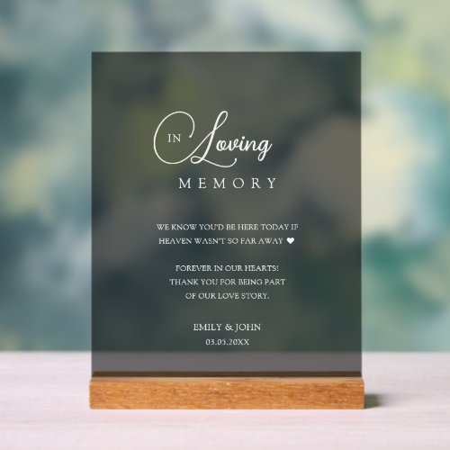 Wildflower In Loving Memory Wedding  Acrylic Sign