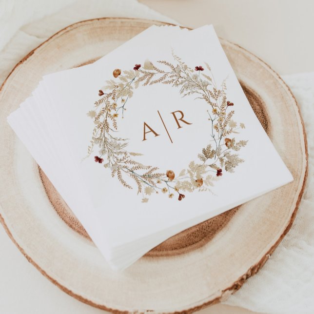 Wildflower Initials Monogram Wedding Napkins (Creator Uploaded)