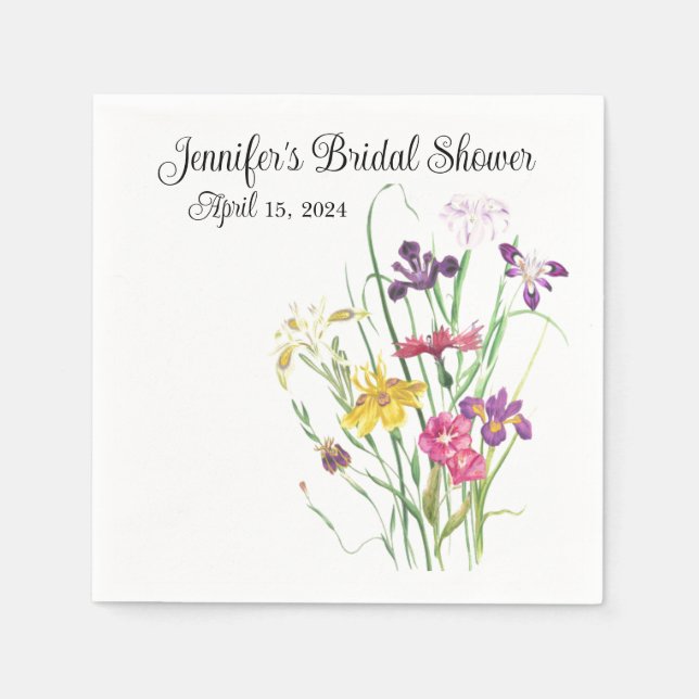 Wildflower Iris Garden Elegant Party Bridal Shower Napkins (Front)