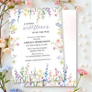 Wildflower Is On The Way Pastel Floral Baby shower Invitation