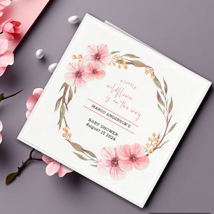 Wildflower Is On The Way Pink Baby Shower Napkins