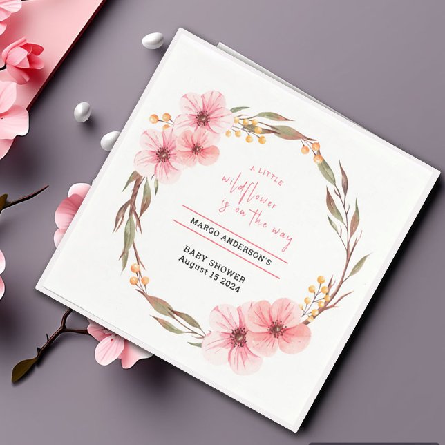 Wildflower Is On The Way Pink Baby Shower Napkins (Creator Uploaded)