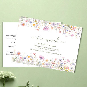 Wildflower I've Moved Moving Announcement Postcard