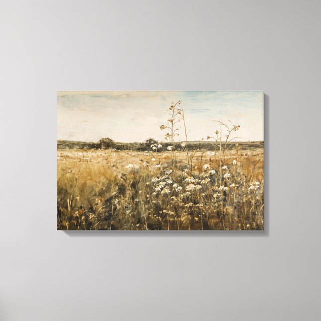 Wildflower Landscape Vintage Canvas Print (Front)