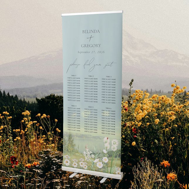 Wildflower Landscape Wedding Seating Chart Retractable Banner (Wildflower Landscape Wedding Seating Chart Retractable Banner)