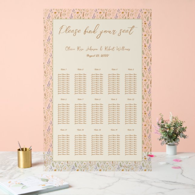 Wildflower Large Wedding Acrylic Seating Chart (Wedding)