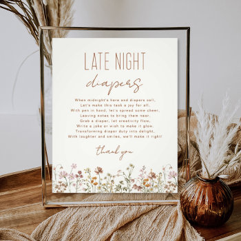 Wildflower Late Night Diapers Baby Shower Game Photo Print by Hot_Foil_Creations at Zazzle