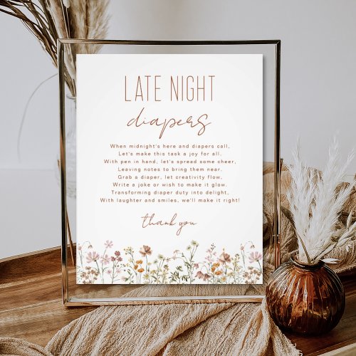 Wildflower Late Night Diapers Baby Shower Game Photo Print