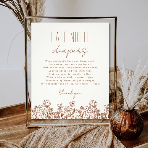 Wildflower Late Night Diapers Baby Shower Game Photo Print
